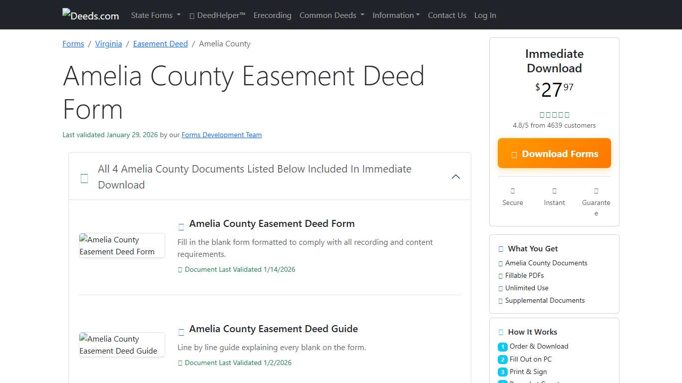 Amelia County Easement Deed Form Virginia Deeds.com